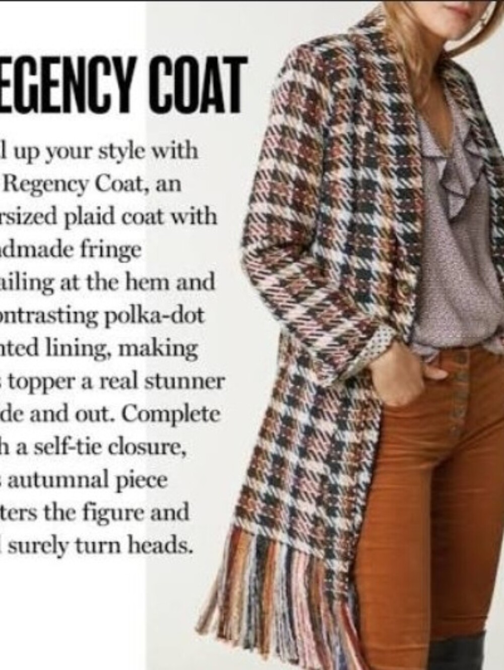 EUC - Cabi Regency Plaid Tweed Coat - Large